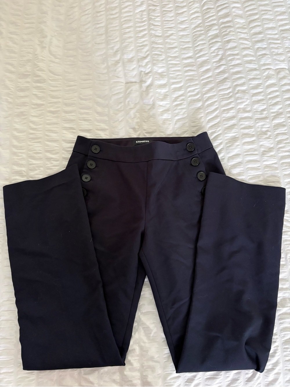 Express Black High-Rise Sailor-Button Ponte Trousers